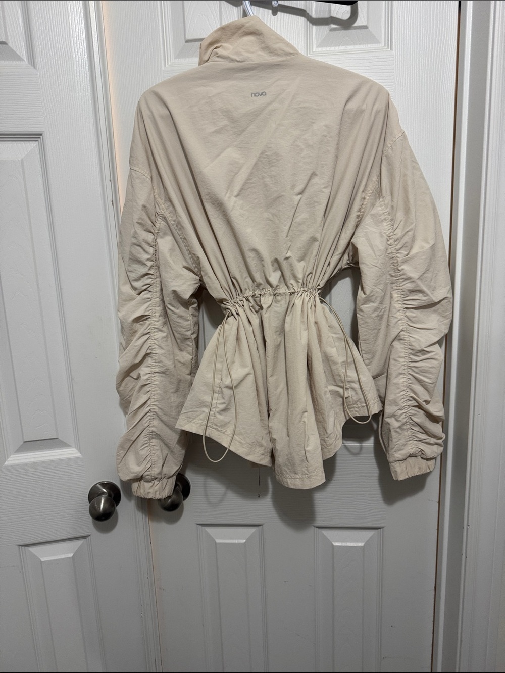 Cream Ruched Funnel Neck Jacket - Picture 7 of 17
